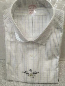 NEU Brooks Brothers TRADITIONELLES HERREN Karo KLEID Hemd WEISS/BLAU L/S 17/36 - Bild 1 von 8