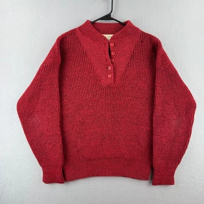 Vintage LL Bean Sweater Womens Large Knit Fisherman Henley 80s 90s Made in USA - Image 1 of 4