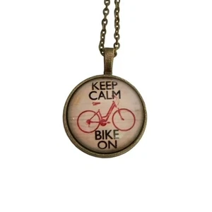 Collar colgante Keep Calm and Bike On Dome - Imagen 1 de 1