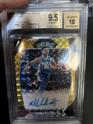 2017 Panini Prizm Mosaic Markelle Fultz Gold Prizm Rookie RC Auto /10 BGS 9.5 - Image 1 of 2