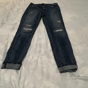 White House Black Market Jeans Damen Skinny Gr. 12 Blue Wash Distressed Jeans - Bild 1 von 10