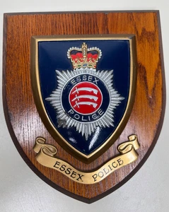 ESSEX Police Plaque Wood 7x6" Heraldic Shields Hand Painted England Wall Hanging - Picture 1 of 6
