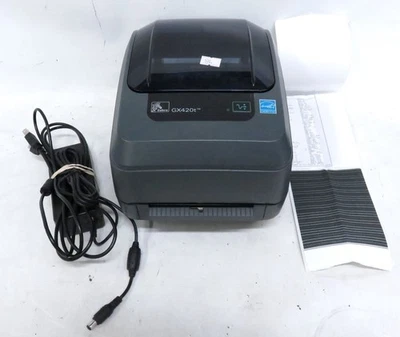 Zebra GX420t Label Printer W/ Cords * BAD PEELER! * Otherwise Great - Image 1 of 4