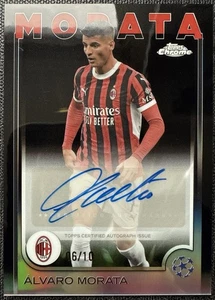 Alvaro Morata Black Refractor Auto 6/10 2024-25 Topps Chrome UEFA 1:2,220 hobby - Picture 1 of 4
