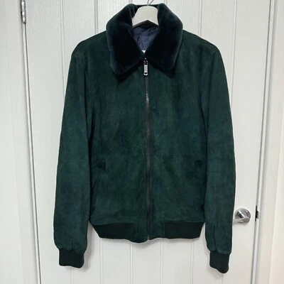 Zara Suede Bomber Aviator Jacket Men’s Emerald Green Size M See Pics For Sizing - Image 1 of 4