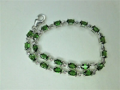 Pulsera Tenis Diópsido Cromo NATURAL, 925 SS, 7.5 ", NUEVA Foto 1 de 4
