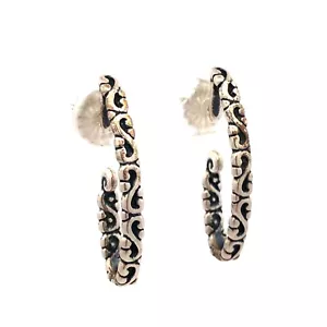 Carolyn Pollack 925 Sterling Silver Scroll Pointed Oval Hoop Stud Post Earrings - Picture 1 of 11
