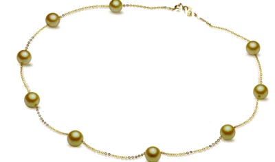 Fantastic 18"6-7mm South Sea Genuine Round Gold Perfect Pearl Necklac 14k Gold P - Image 1 of 4