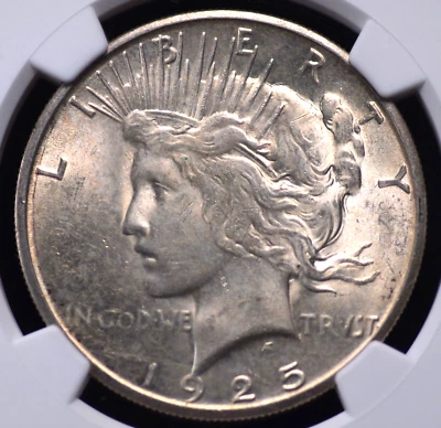 1925 S PEACE DOLLAR NGC MS 61 NICE COIN FOR THIS CONDITIONALLY CHALLENGED DATE - Image 1 of 3