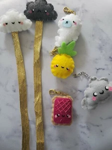 Cute Kawaii Planner Handmade stitched Charm & Bookmark set - Picture 1 of 3