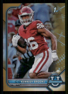 2022 Bowman University Chrome Gold Refractors #18 Kennedy Brooks /50 - Image 1 of 2