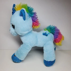 Blue Unicorn 12" Stuffed Plush Gold Stars Sparkle Rainbow Mane Tail Soft Toy - Picture 1 of 6