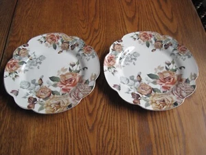 Grace Teiera Set di 2 Piatti da Insalata Giallo Arancio Marrone Rose 9,25 Pollici - Foto 1 di 7