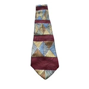 Enzo Bertazzio Mens Tie Silk Red Beige One Size Classic Designer Vintage - Picture 1 of 5