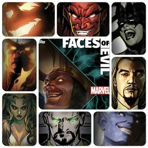 Topps Marvel Collect - Faces of Evil Static Wave 3 Set W/award 9 Digital Cards - Picture 1 of 11