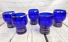 Vintage Set of 5 LOUIE WESTON GLASS  "CHICO" 4" Art Deco Cobalt Blue Glassware