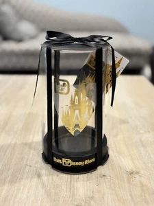 Disney Parks Cinderella Castle WDW Hurricane Candle Holder Black/Gold New W Tag - Picture 1 of 3