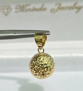 18k Pure Yellow Gold 12mm Ball 3D Hollow Charm/ Pendant. 1.20 Grams - Picture 1 of 5