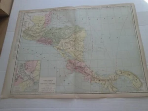 ONE (1) 1923 RAND McNALLY STANDARD MAP OF CENTRAL AMERICA; FANTASTIC DETAIL - Picture 1 of 7