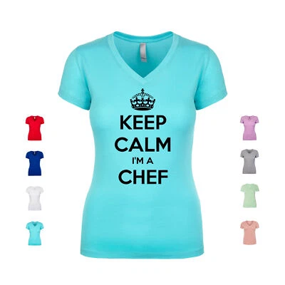 Keep Calm I'm A Chef profession foodie life cooking yummy Women's V Neck Shirt - Изображение 1 из 3