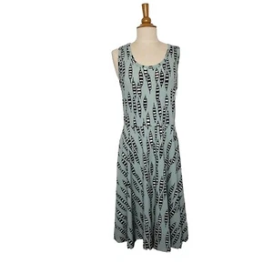 LuLaRoe Nikki Dress Boho Feather Print Pocket Tank Fit & Flare M Stretch - Picture 1 of 9