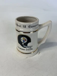 Tazza Birra Stein Vintage 1974 Pittsburgh Steelers Super Bowl IX Champions Ceramica - Foto 1 di 4