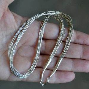 Sterling Silver Navajo Liquid Silver necklace, 10 Strand Vintage Necklace (V405) - Picture 1 of 5