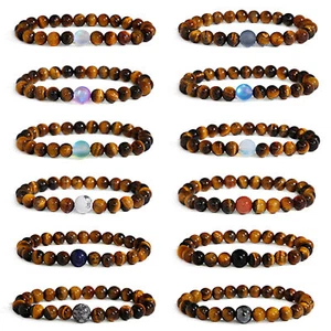 Fashion 8MM Natural Tiger Eye Stone Natural Bead  Charm Women Men Bracelet - Picture 1 of 62
