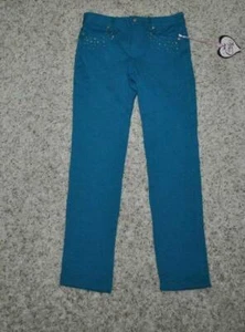 Girls Pants Candies Blue Flat Front Embellished Stretch Adjustable Waist-size 12 - Picture 1 of 4