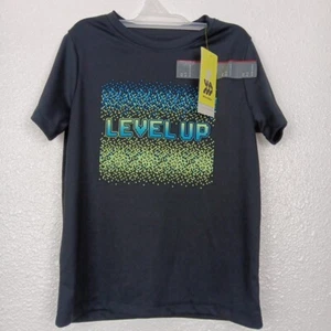 All In Motion Top Boys XS 4-5 Black Short Sleeve Graphic Print Level Up T-shirt - Picture 1 of 8