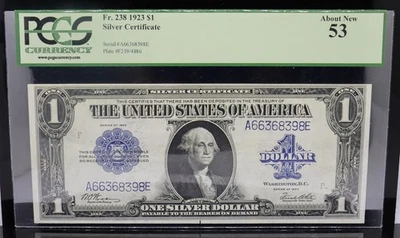 1923 $1 Silver Certificate Fr#238 Woods/White PCGS AU53 - Image 1 of 2