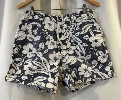 Pantalones Cortos de Denim Bill Blass Vintage Años 90 Blanco Tropical Hawaiano Floral Mujer Talla 10 Foto 1 de 4