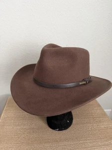 Woolrich Four Seasons Wool Crushable Outback Fedora Hat Brown XL Leather Band - Bild 1 von 12