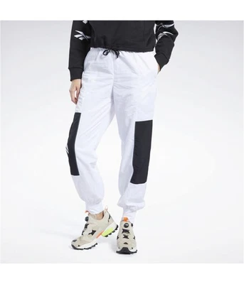 Calça de moletom Reebok feminina clássica tecido atlético, branca, P - Imagem 1 de 4