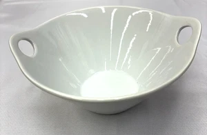 Crate & Barrel 10" Serving Bowl White w Handles Porcelain Perfect Contemporary - Picture 1 of 7
