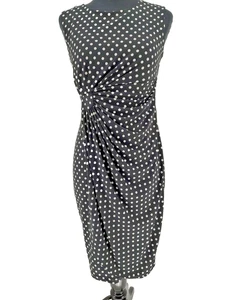 Abito Enfocus Petite donna nero a pois finto avvolgente taglia 6P linea corpetto elasticizzato - Foto 1 di 12