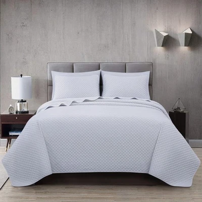 Chezmoi Collection Avon 3-piece Cotton Quilt Set Diamond Stitch Bedspread Set - Image 1 of 4