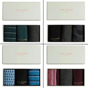 Ted Baker Mens Socks 3 Pairs Casual Cotton Rich Designer Gift Box Sock - Picture 1 of 34