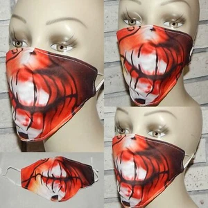 LOT OF 2 SKULL WITH RED & BLACK WASHABLE COTTON ADJUSTABLE FACE MASK INDIANA - Picture 1 of 1
