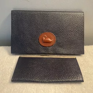 Dooney & Bourke Leather Dark Blue Pebbled Leather Clutch Envelope & Wallet Set - Picture 1 of 19