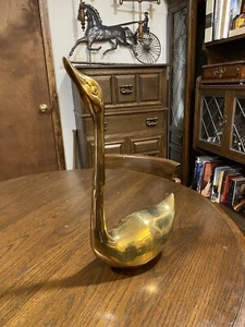 Mid Century TALL 17” Brass Swan - Picture 1 of 12