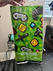 Gaming Party Plastic Tablecloth 54" x 102" Kids Birthday Tableware Decorations - Picture 1 of 2