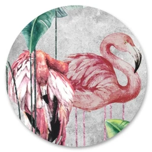 Sticker Kreis FLAMINGOS Blätter tropische Pflanzen Natur Beton Wanddekoration - Bild 1 von 7