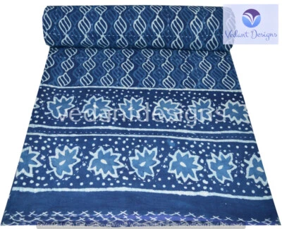 Cobertor de colcha vintage bloco Kantha colcha indiana capa arremesso arte - Imagem 1 de 4