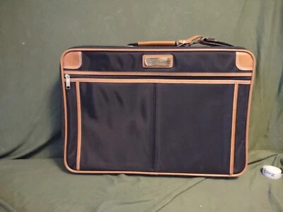 Maleta Taiwán 21x15 equipaje vintage Oscar De La Renta negra cuero marrón Foto 1 de 4