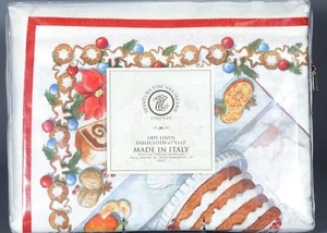 TESSITURA TOSCANA TELERIE NOEL GOURMAND 100% Linen Tablecloth 67" X 142” ITALY - Picture 1 of 3