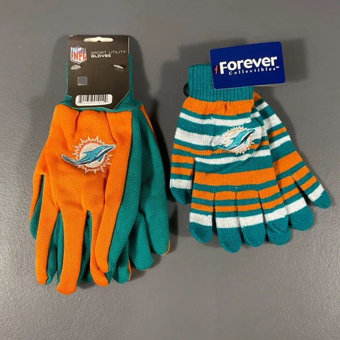 Miami Dolphins NFL Ultimate Fan Gift Lot Winter Gloves, and Team Utility Gloves Cover