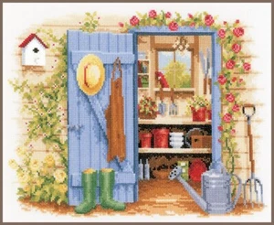 Vervaco Counted Cross Stitch Kit My Garden Shed 12.8" x 10.4" - Picture 1 of 2