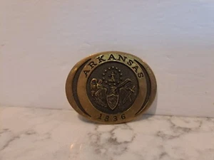 Heritage Mint Ltd 1981 Vintage Arkansas 1836 Solid Brass Belt Buckle AP-4578 - Picture 1 of 5