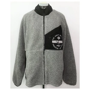 •HARLEY DAVIDSON GARAGE• Grey Fleece Rider Spirit Zip Up Lined Jacket Lrg Slim - Picture 1 of 9